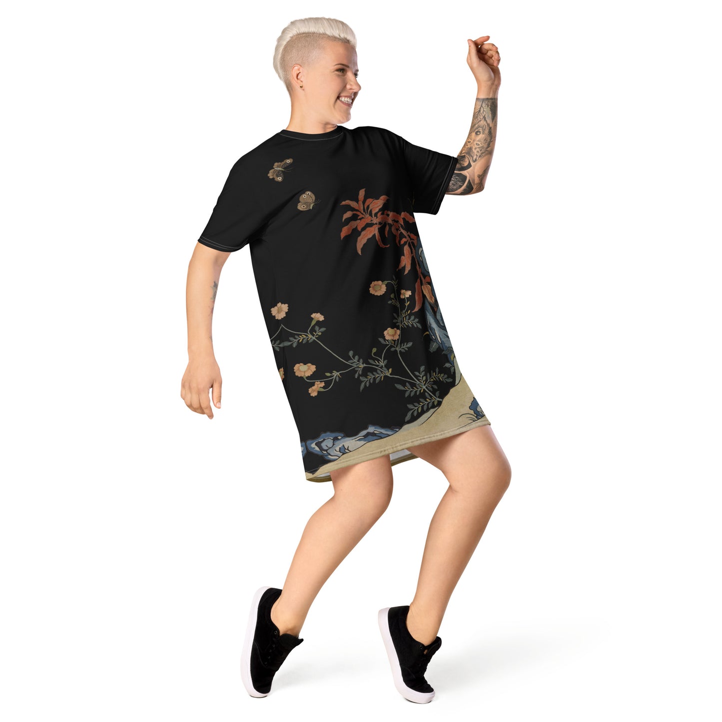 Kesi Flower Album|Butterflies and Flowers|T-shirt dress|Black