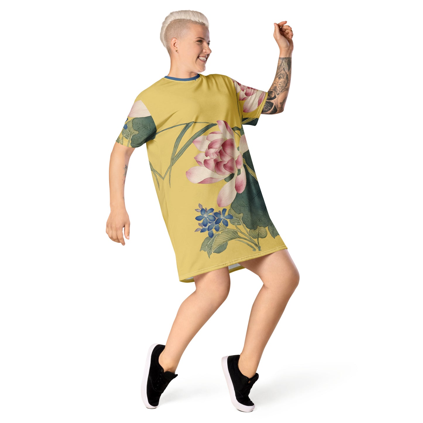 The Spirit of Flowers in Twelve Months|Lotus in Bloom|T-shirt dress|Gold