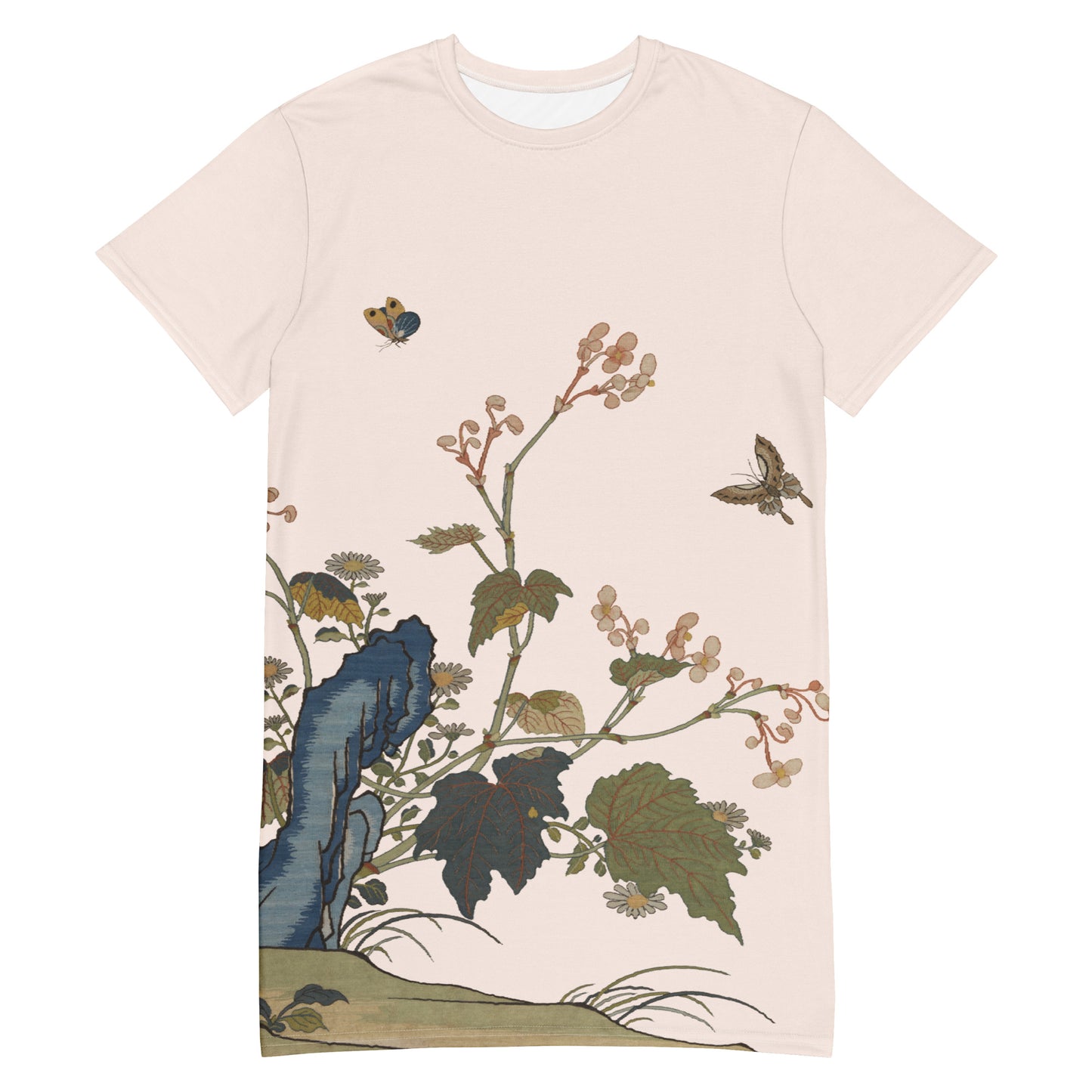 Kesi Flower Album|Begonia Blossoms|T-shirt dress|Fish belly white