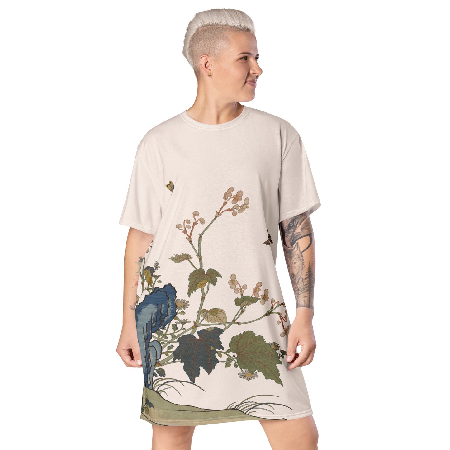 Kesi Flower Album|Begonia Blossoms|T-shirt dress|Fish belly white