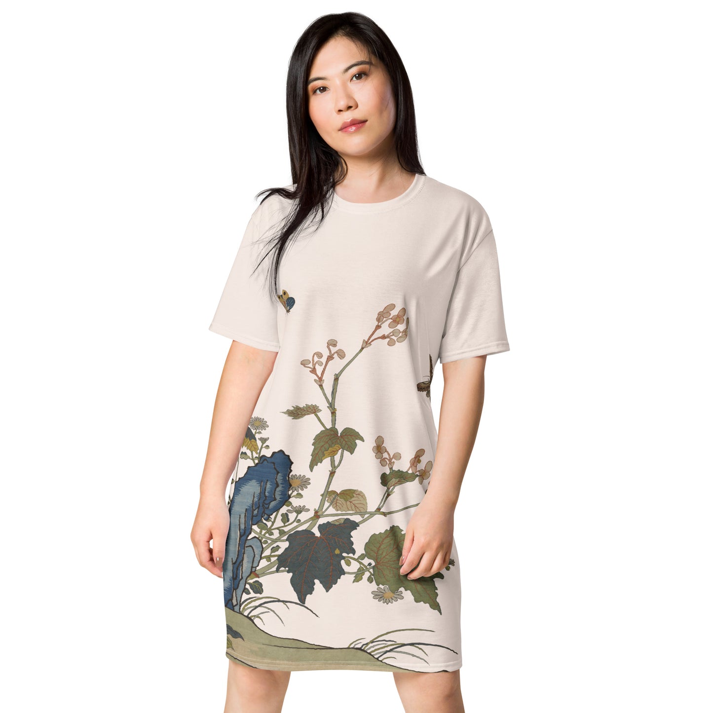Kesi Flower Album|Begonia Blossoms|T-shirt dress|Fish belly white