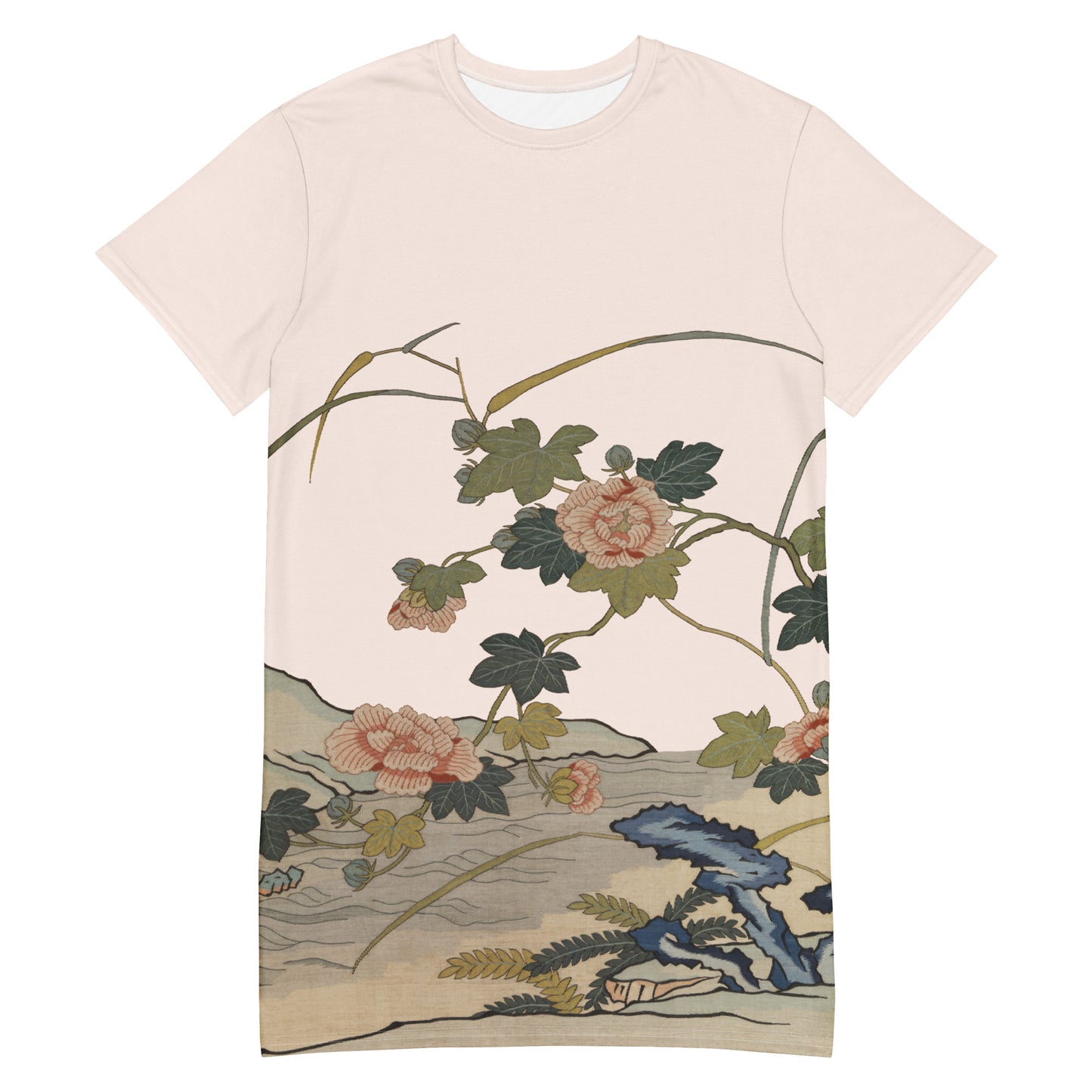 Kesi Flower Album|Hibiscus by the Water|T-shirt dress|Fish belly white