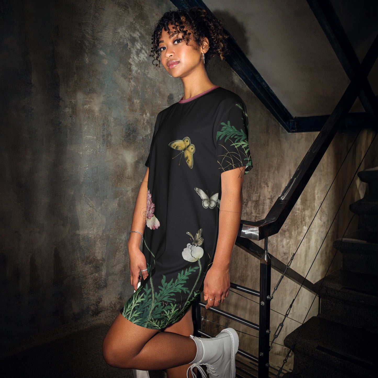 Cats And Butterflies Of Longevity|Butterflies amidst the Blooming Poppies|T-shirt dress