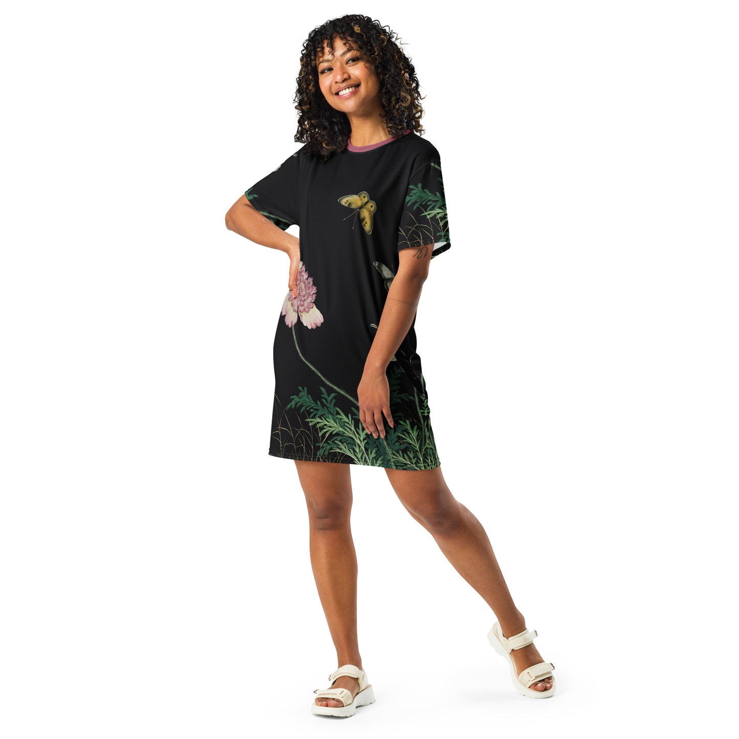 Cats And Butterflies Of Longevity|Butterflies amidst the Blooming Poppies|T-shirt dress