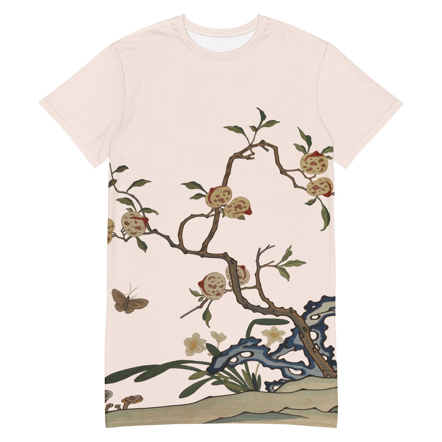 Kesi Flower Album|Narcissus and Peaches|T-shirt dress|Fish belly white