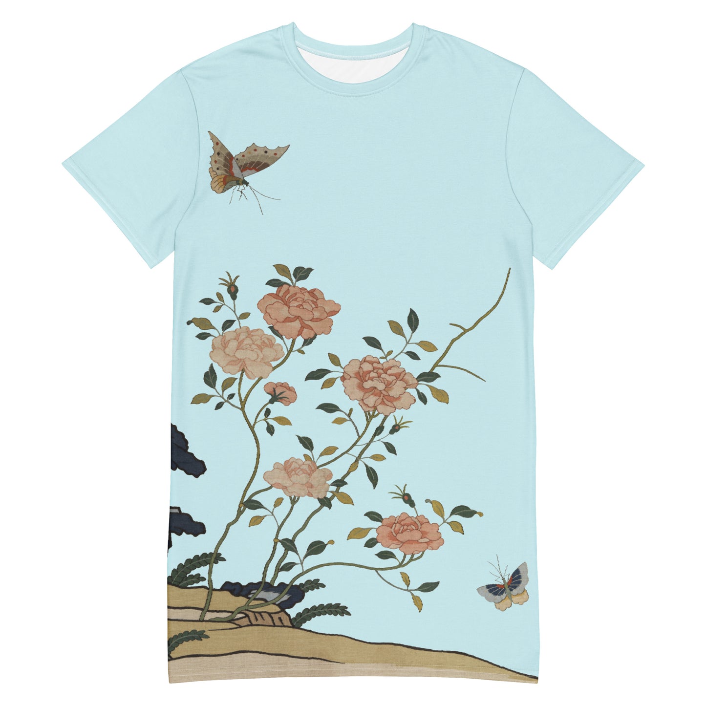 Kesi Flower Album|Red Roses|T-shirt dress|Aqua blue