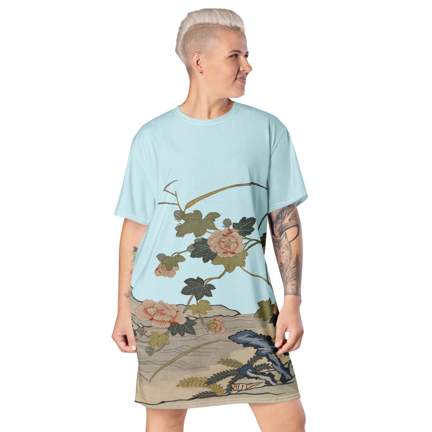 Kesi Flower Album|Hibiscus by the Water|T-shirt dress|Aqua blue