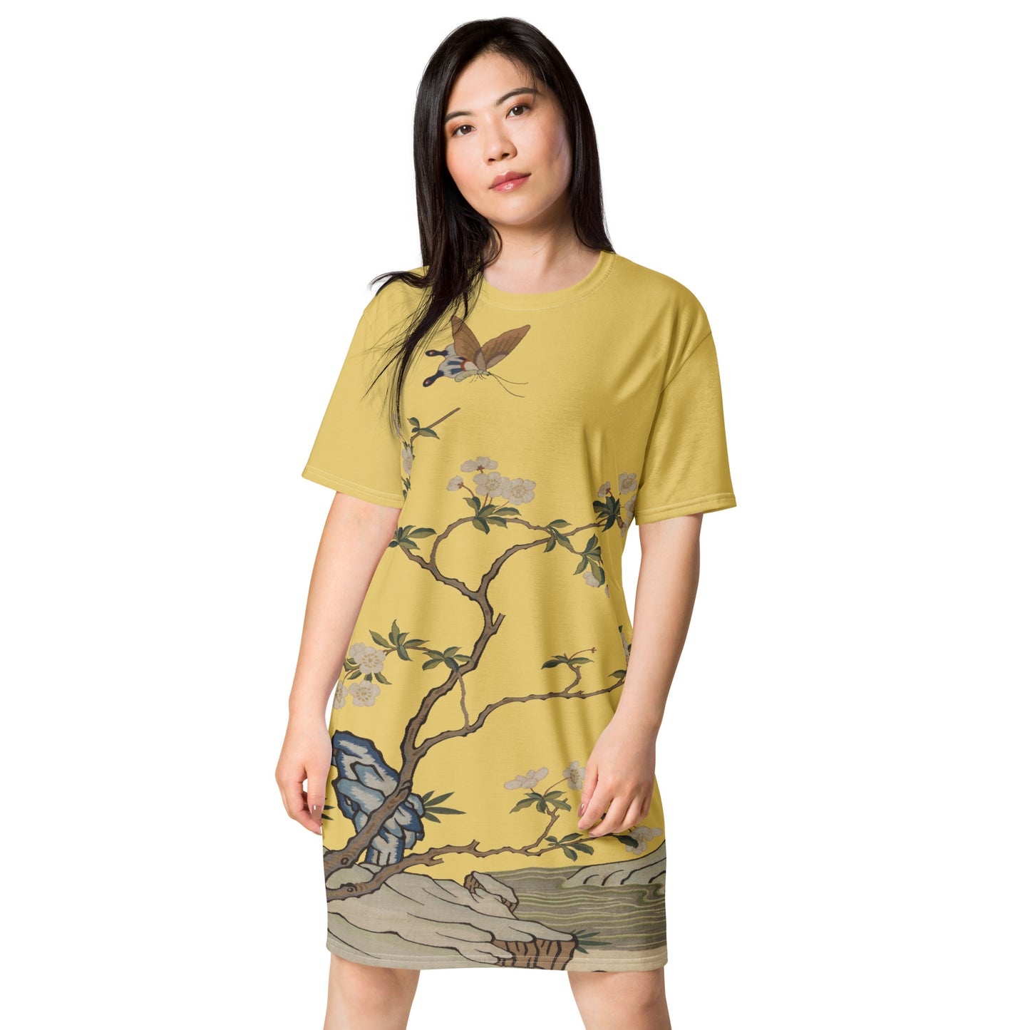 Kesi Flower Album|Plum Blossoms and Butterfly|T-shirt dress|Gold