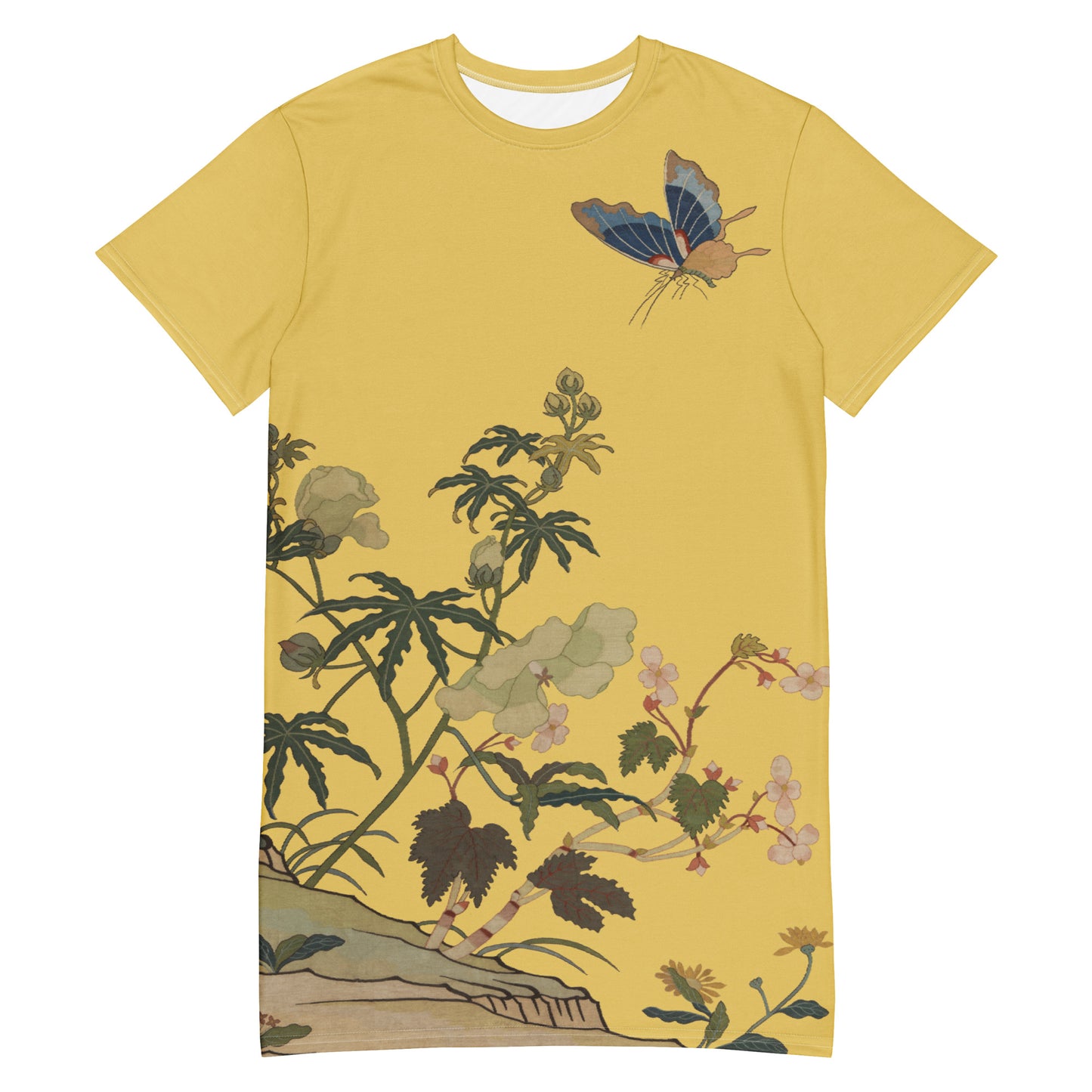 Kesi Flower Album|Hibiscus and Begonia Blossoms|T-shirt dress|Gold