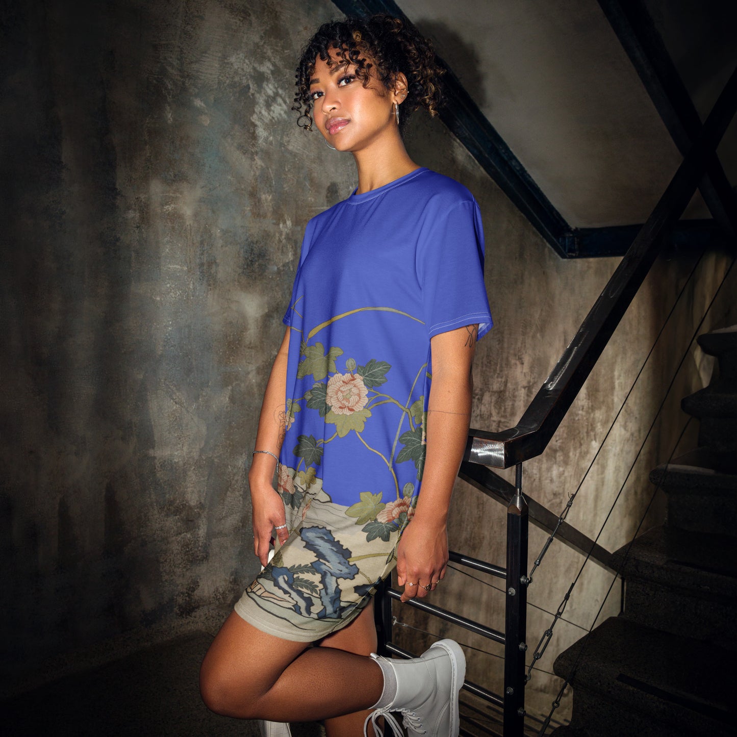 Kesi Flower Album|Hibiscus by the Water|T-shirt dress|Royal blue