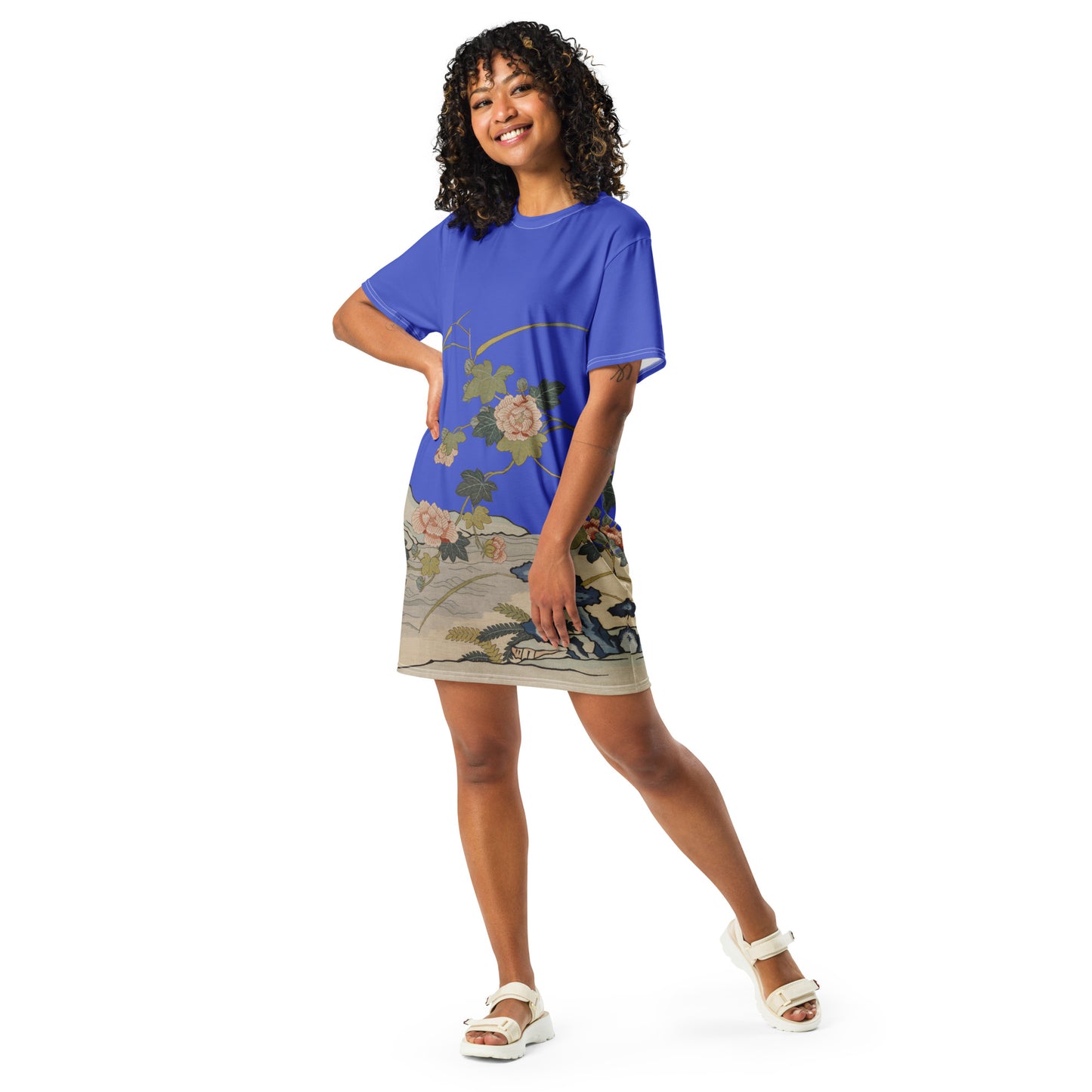 Kesi Flower Album|Hibiscus by the Water|T-shirt dress|Royal blue