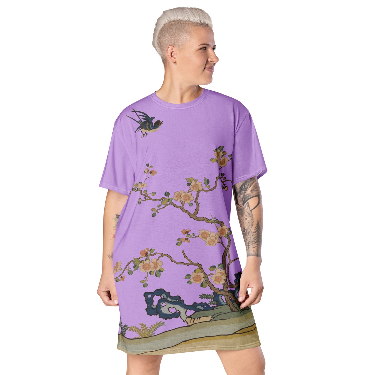 Kesi Flower Album|Swallow in Flight, Harbinger of Spring|T-shirt dress|Lilac