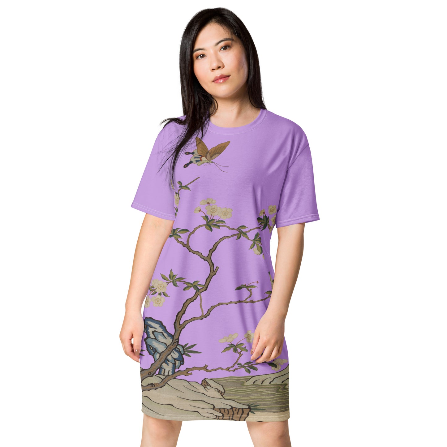 Kesi Flower Album|Plum Blossoms and Butterfly|T-shirt dress|Lilac