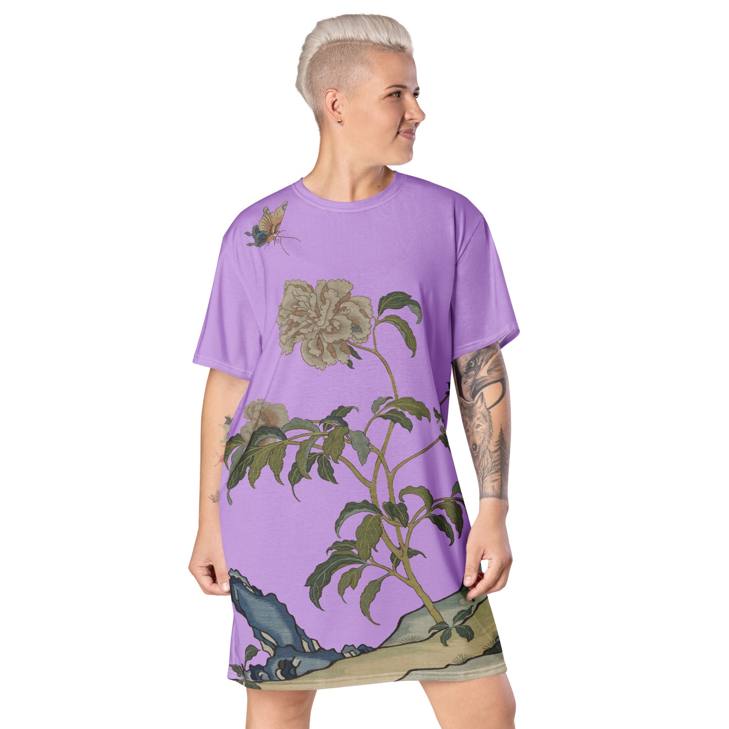 Kesi Flower Album|Peonies and Butterfly|T-shirt dress|Lilac