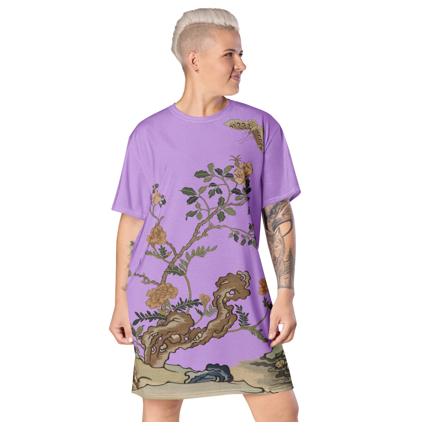 Kesi Flower Album|Camellia and Butterfly|T-shirt dress|Lilac