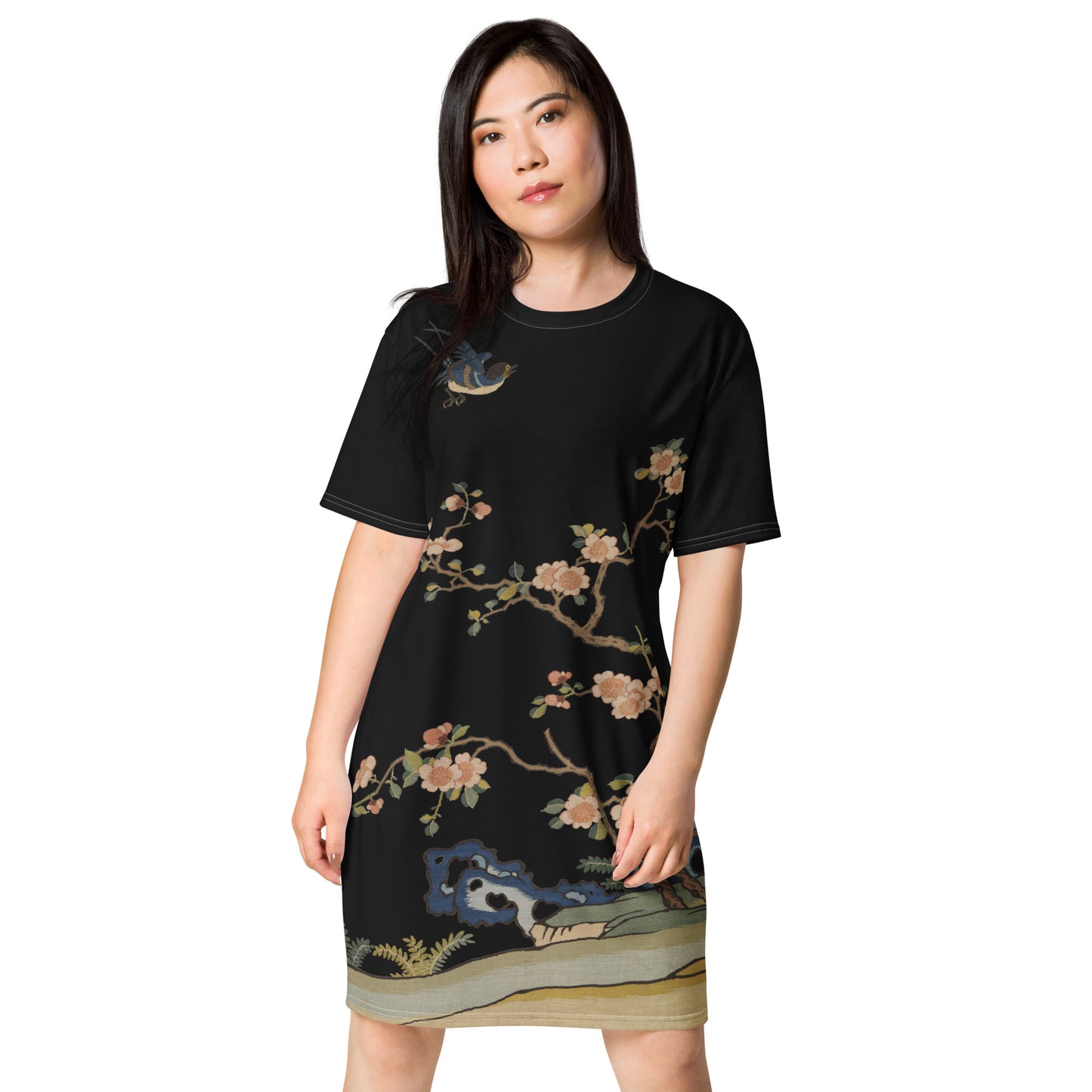 Kesi Flower Album|Swallow in Flight, Harbinger of Spring|T-shirt dress|Black