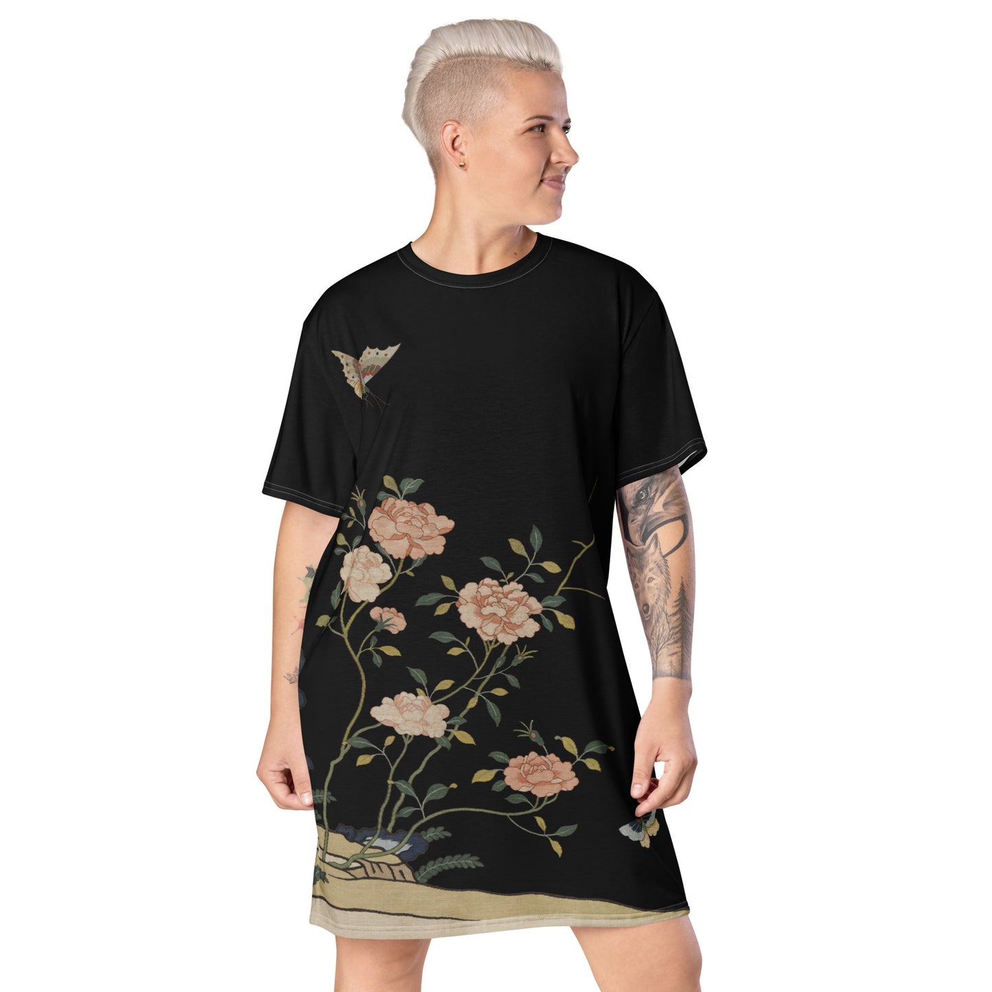 Kesi Flower Album|Red Roses|T-shirt dress|Black