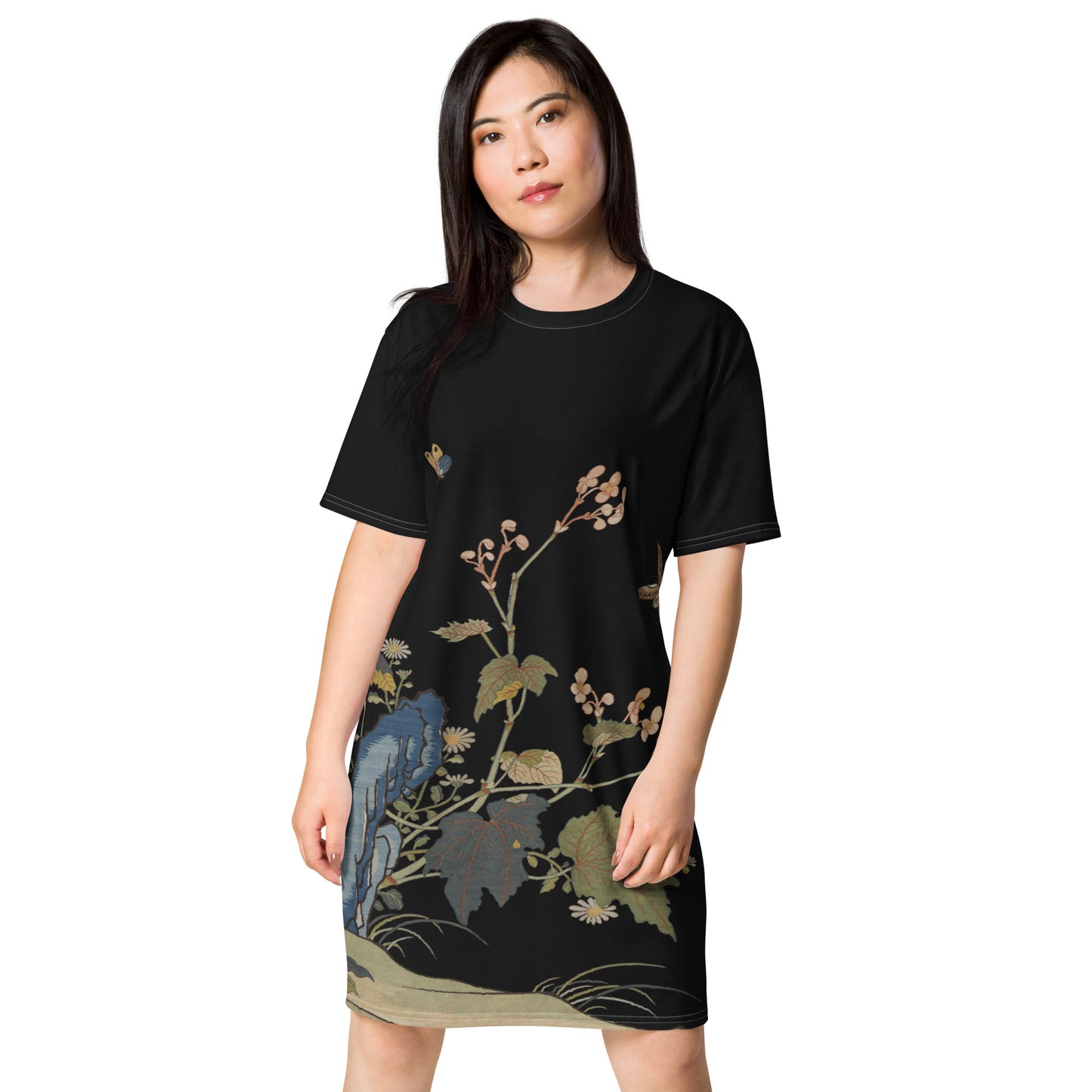 Kesi Flower Album|Begonia Blossoms|T-shirt dress|Black
