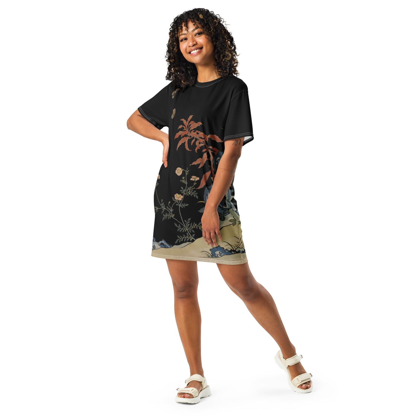 Kesi Flower Album|Butterflies and Flowers|T-shirt dress|Black