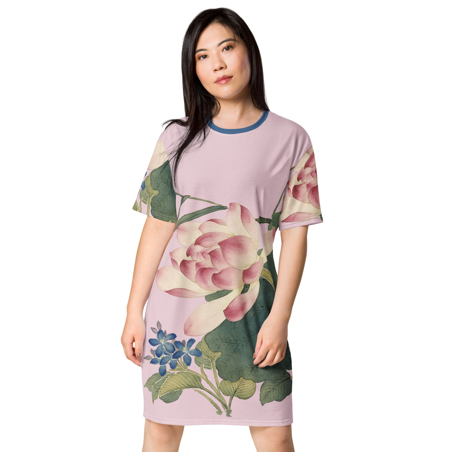 The Spirit of Flowers in Twelve Months|Lotus in Bloom|T-shirt dress|Pale pinkish gray