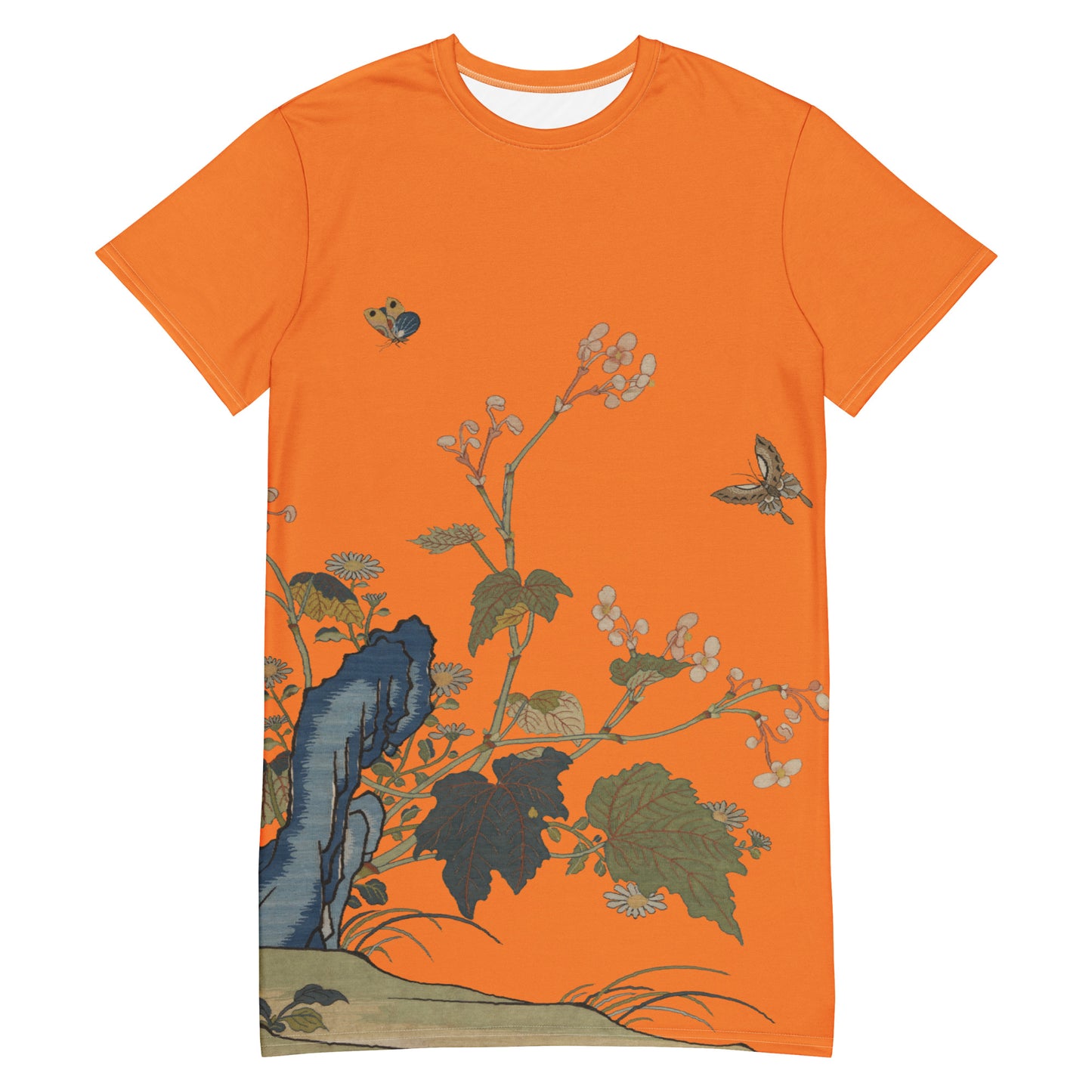 タペストリーの花|Begonia Blossoms|Tシャツドレス|オレンジ