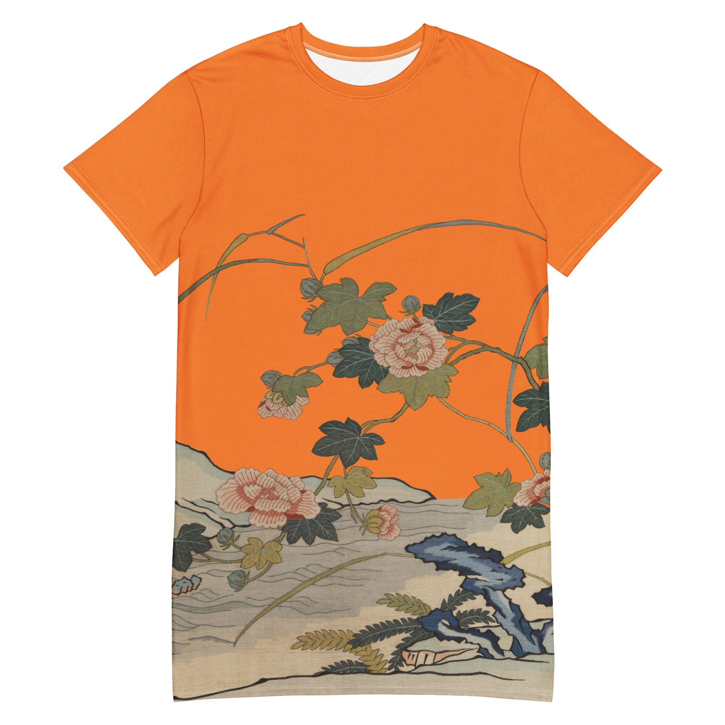 タペストリーの花|Hibiscus by the Water|T-shirt dress|Orange