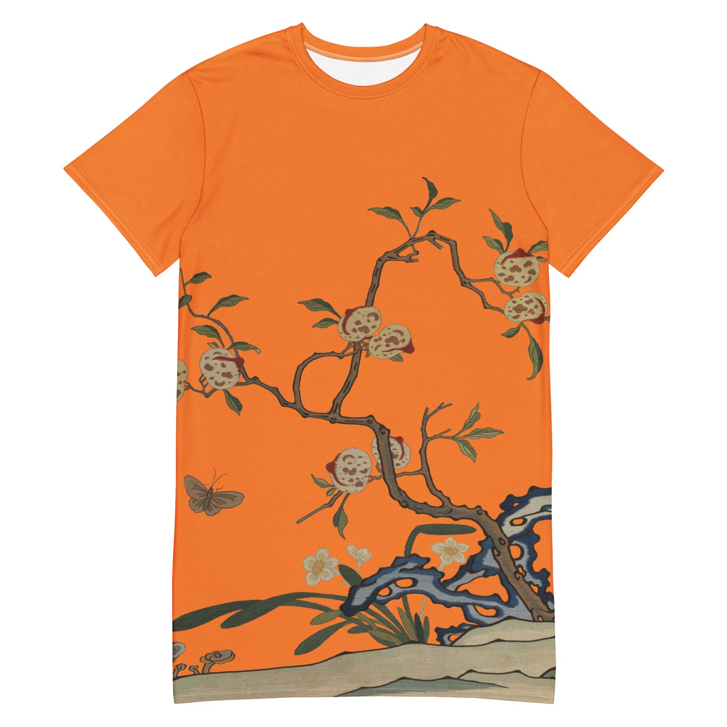 タペストリーの花|Narcissus and Peaches|T-shirt dress|Orange