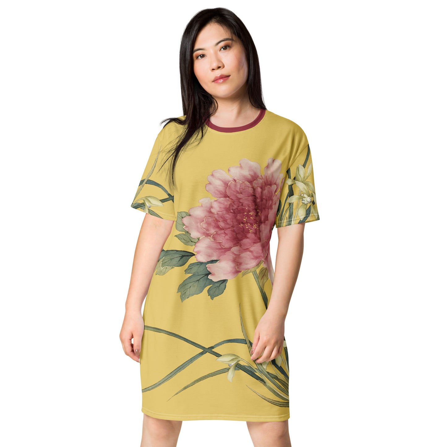 The Spirit of Flowers in Twelve Months|Orchid and Tree Peony in Bloom|T-shirt dress|Gold
