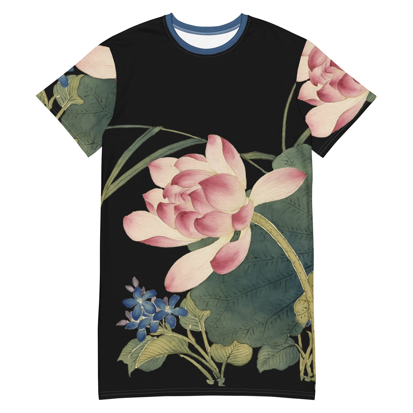 The Spirit of Flowers in Twelve Months|Lotus in Bloom|T-shirt dress|Black
