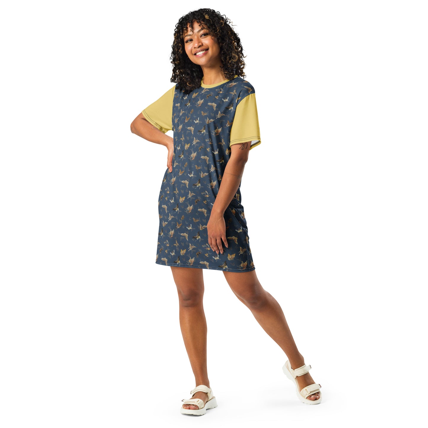Butterfly dancing|T-shirt dress|Dark blue