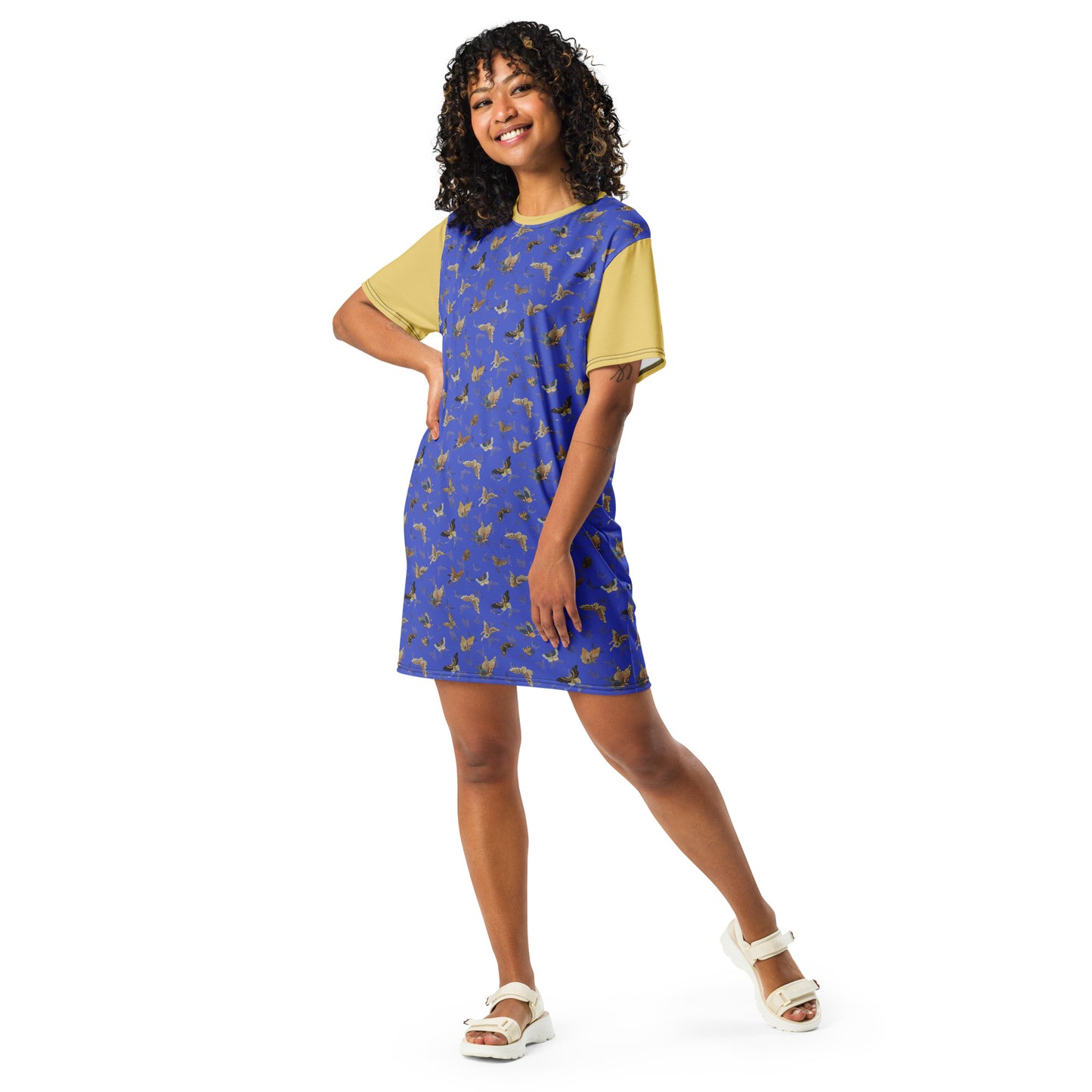 Butterfly dancing|T-shirt dress|Royal blue