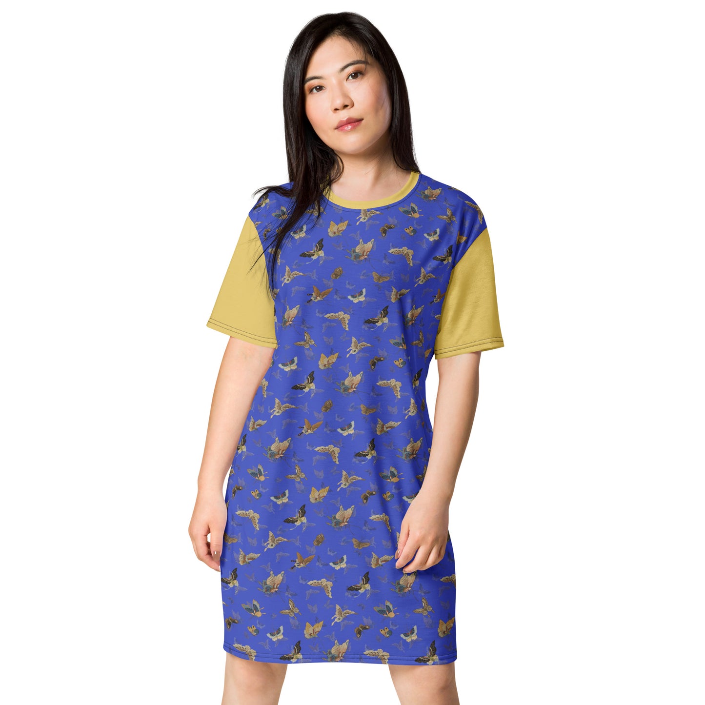 Butterfly dancing|T-shirt dress|Royal blue