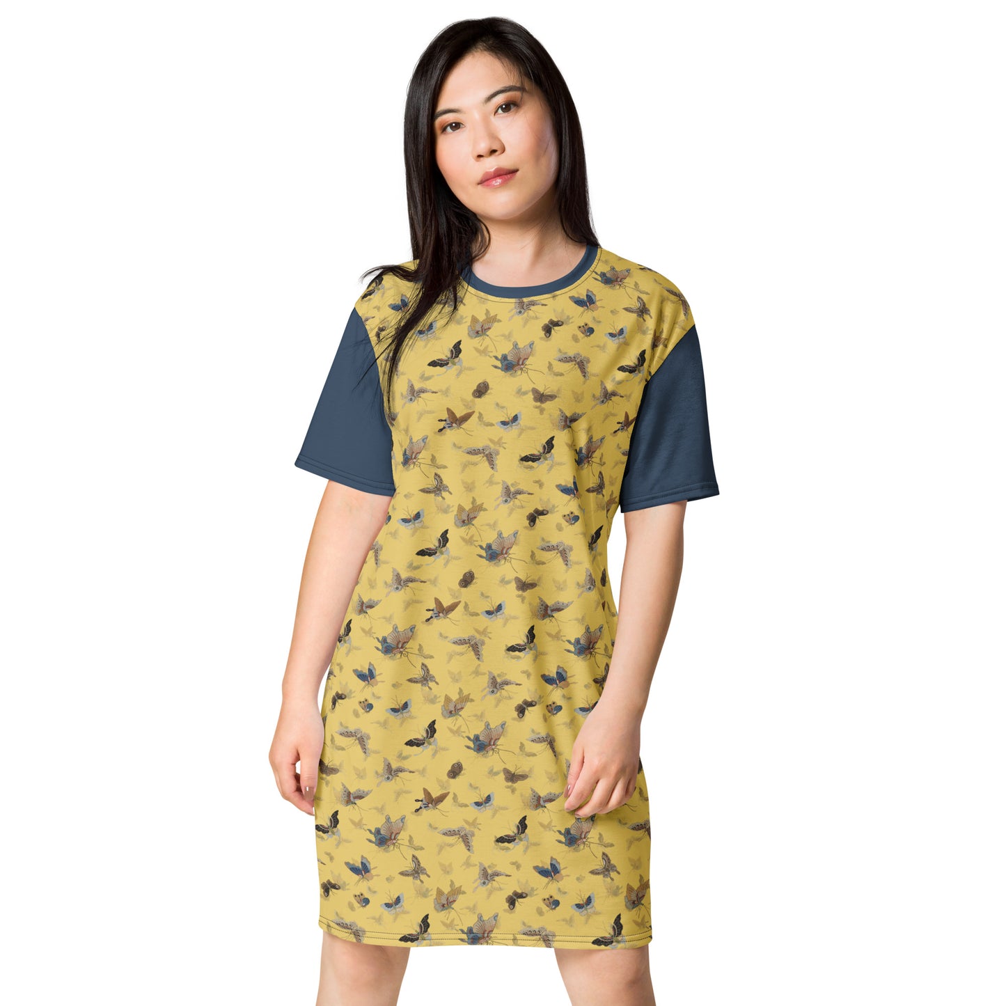 Butterfly dancing|T-shirt dress|Gold