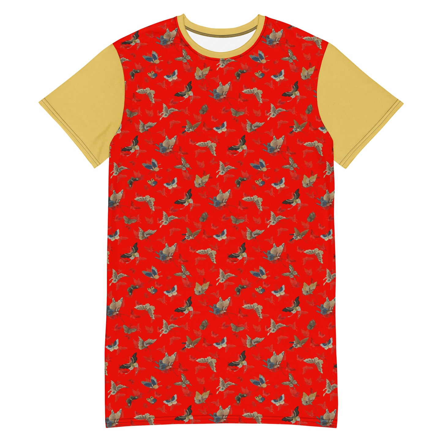 Butterfly dancing|T-shirt dress|Garnet red