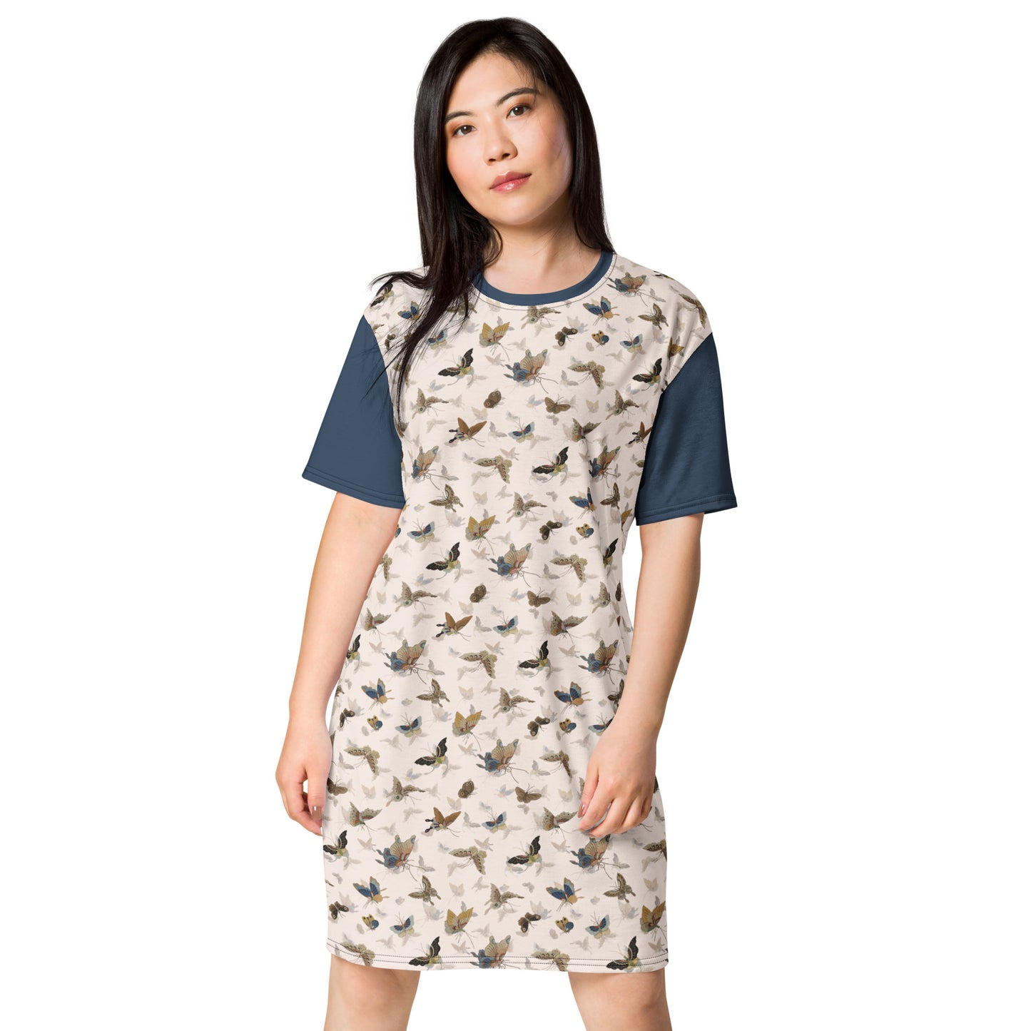 Butterfly dancing|T-shirt dress|Fish belly white