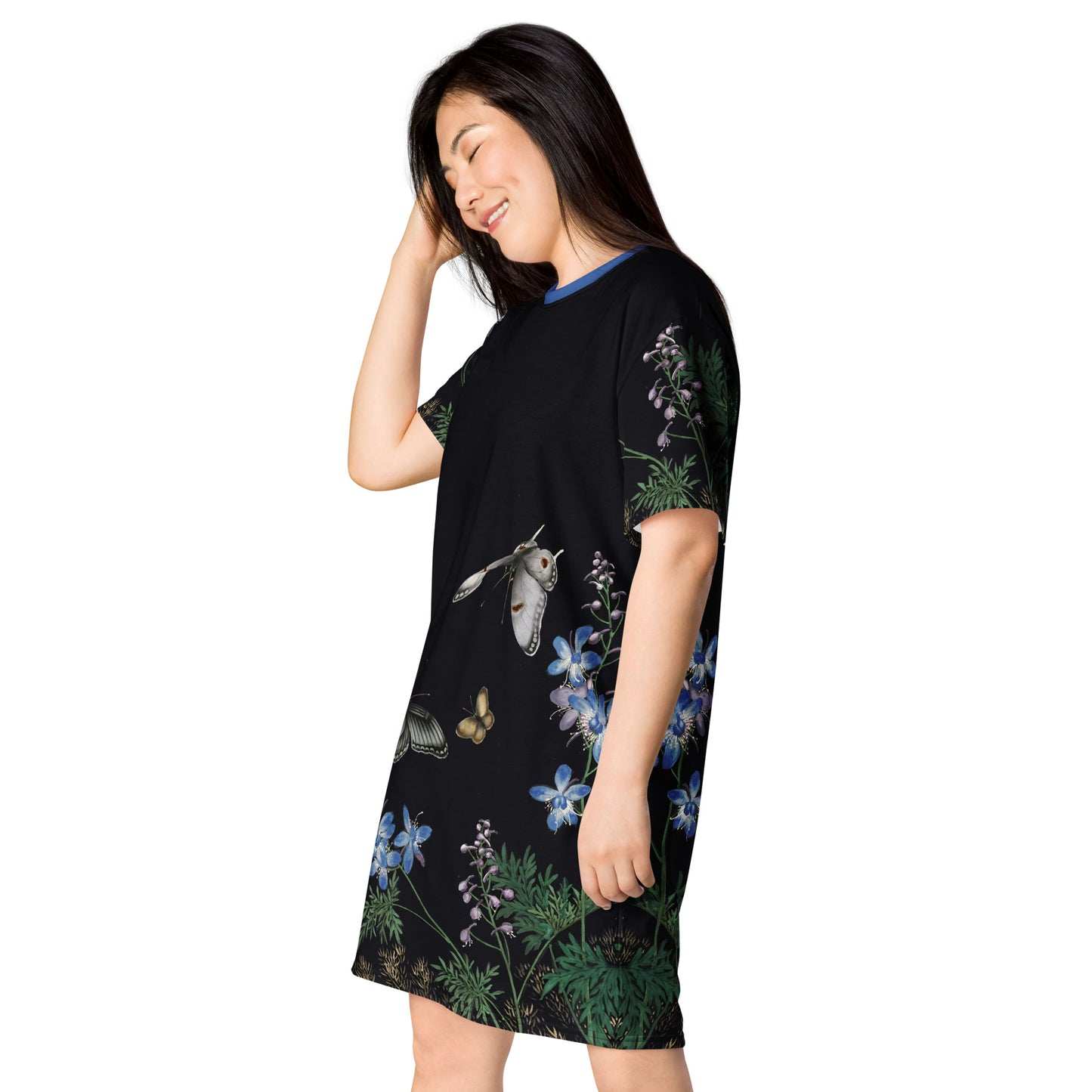 Cats And Butterflies Of Longevity|Flowers and Butterflies|T-shirt dress