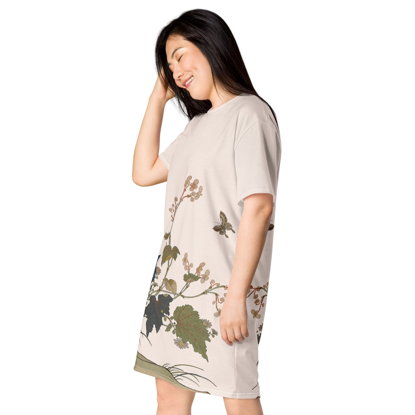 Kesi Flower Album|Begonia Blossoms|T-shirt dress|Fish belly white