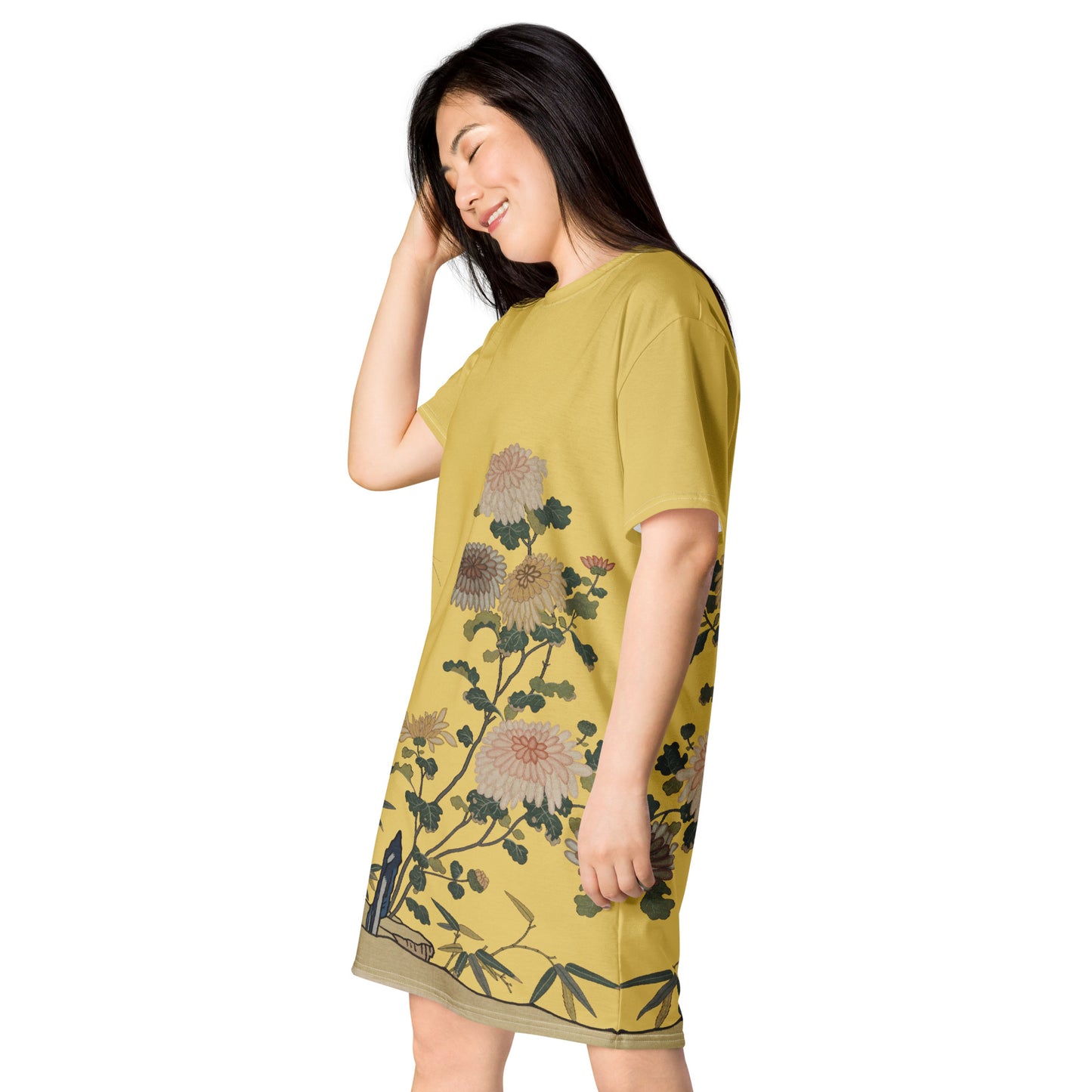 Kesi Flower Album|Chrysanthemums and Butterflies|T-shirt dress|Gold