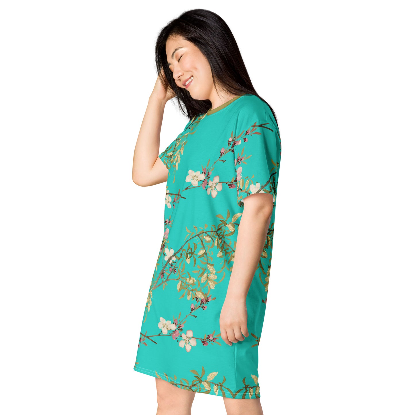 The Spirit of Flowers in Twelve Months|Willow and Peach Blossom|T-shirt dress|Turquoise