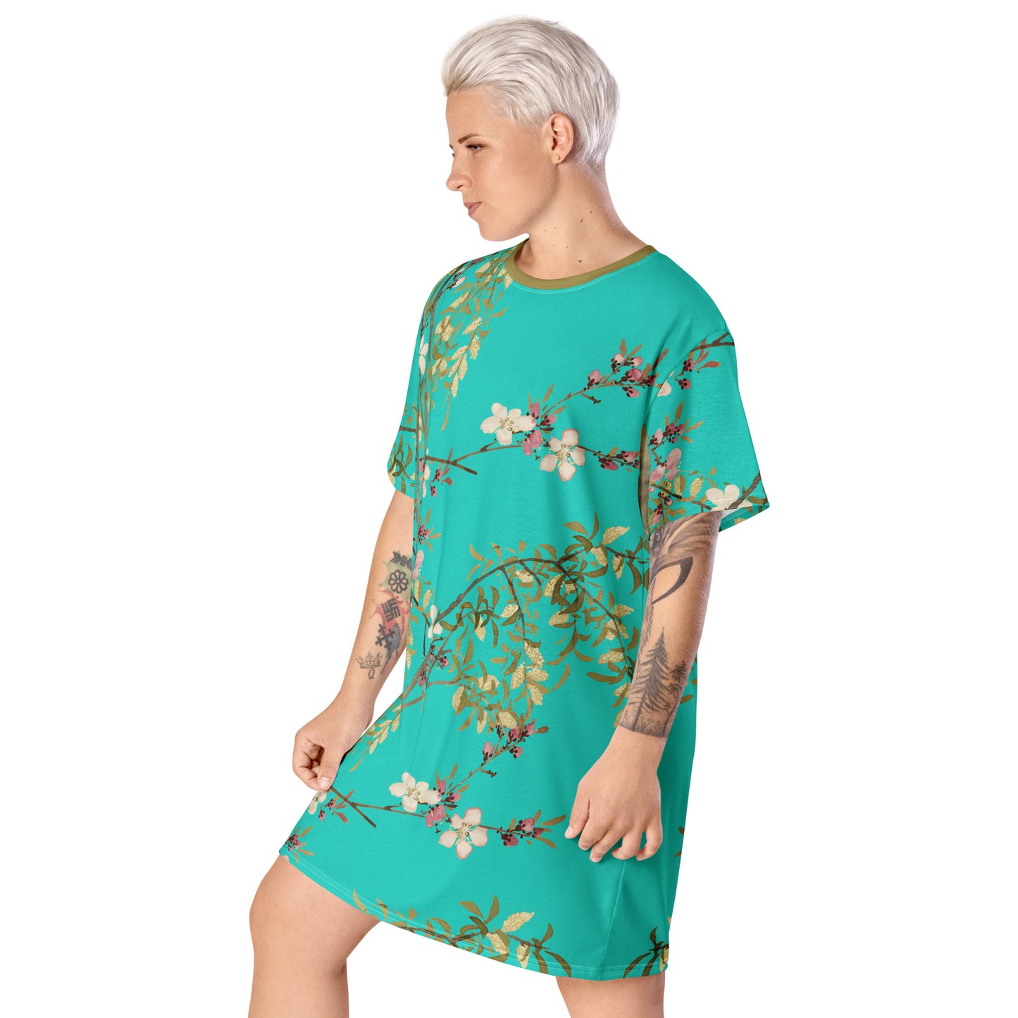 The Spirit of Flowers in Twelve Months|Willow and Peach Blossom|T-shirt dress|Turquoise