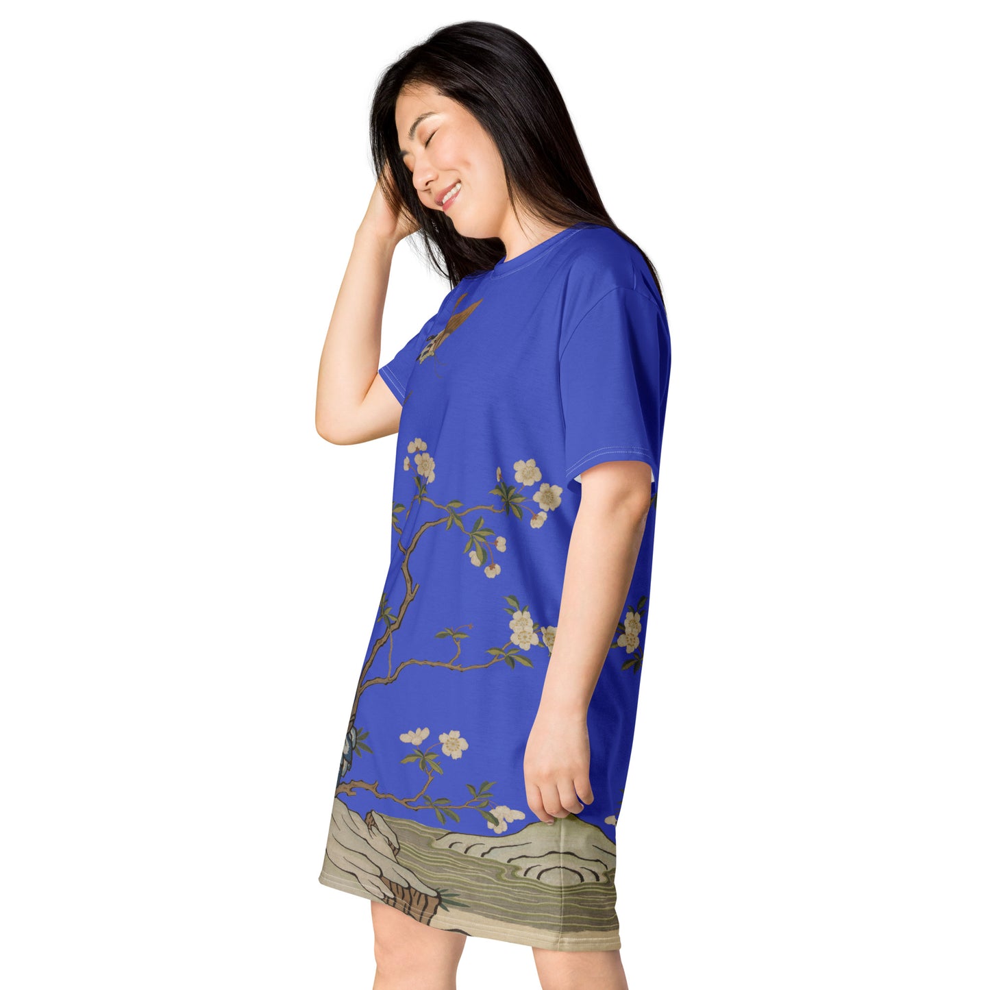 Kesi Flower Album|Plum Blossoms and Butterfly|T-shirt dress|Royal blue