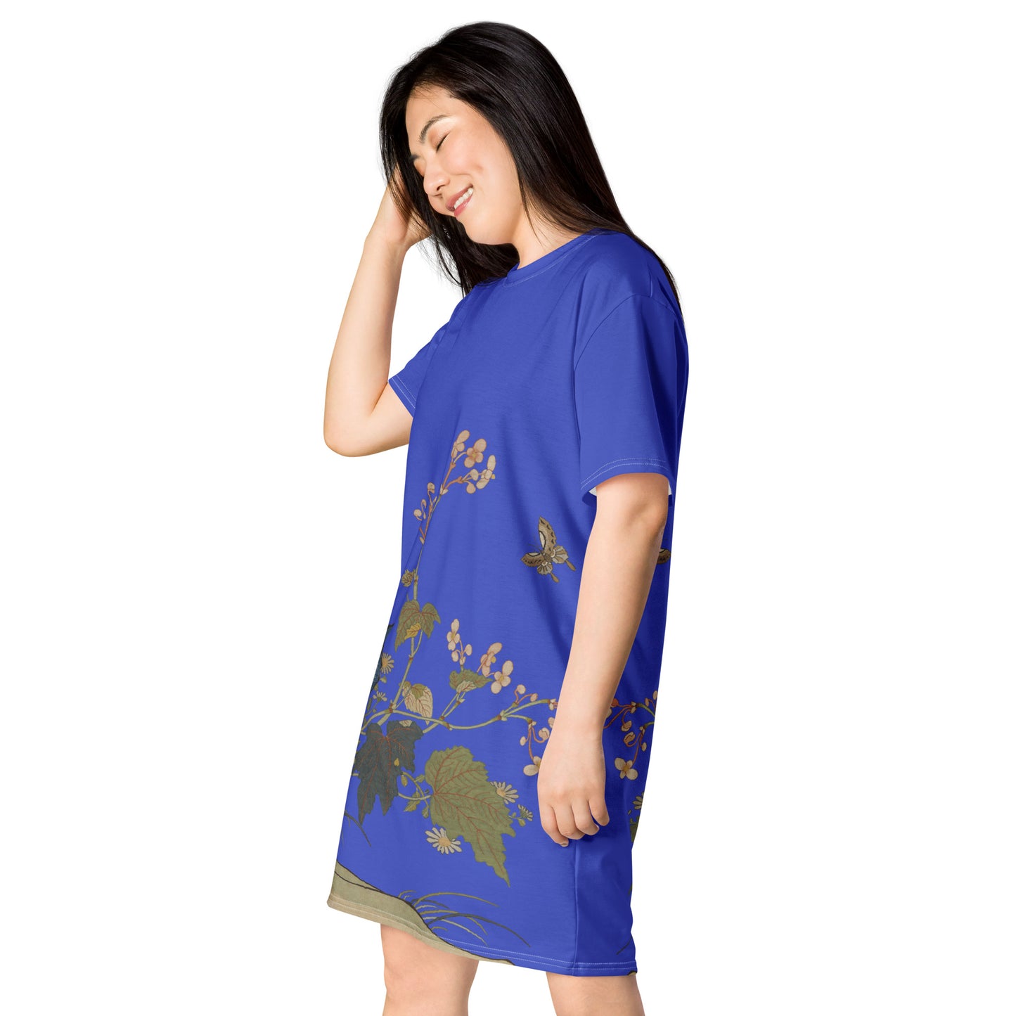 Kesi Flower Album|Begonia Blossoms|T-shirt dress|Royal blue