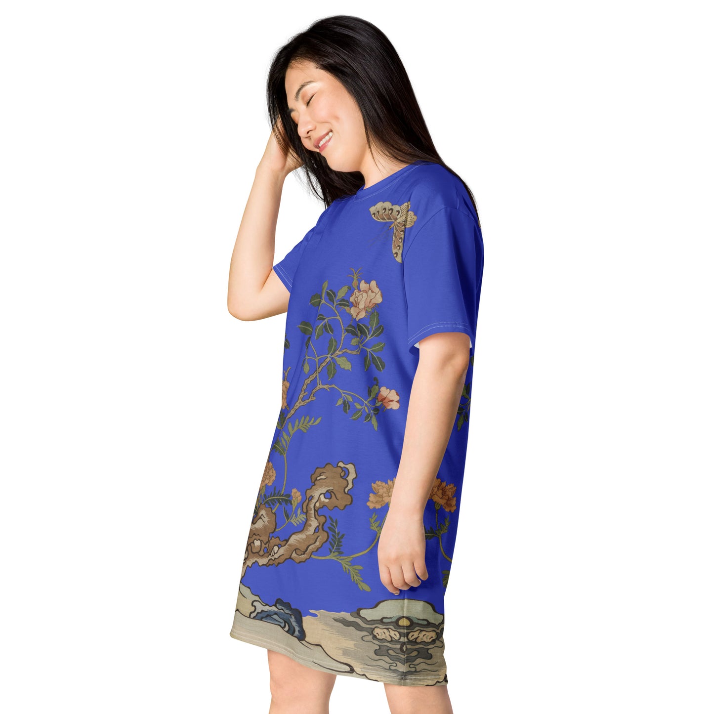Kesi Flower Album|Camellia and Butterfly|T-shirt dress|Royal blue