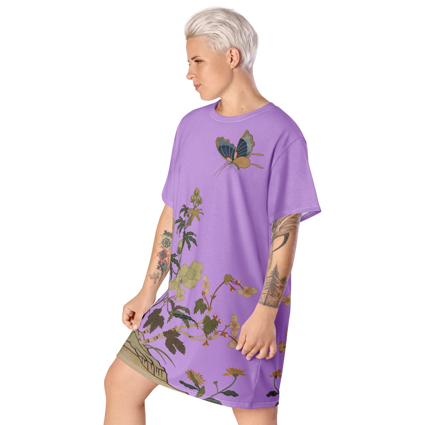 Kesi Flower Album|Hibiscus and Begonia Blossoms|T-shirt dress|Lilac