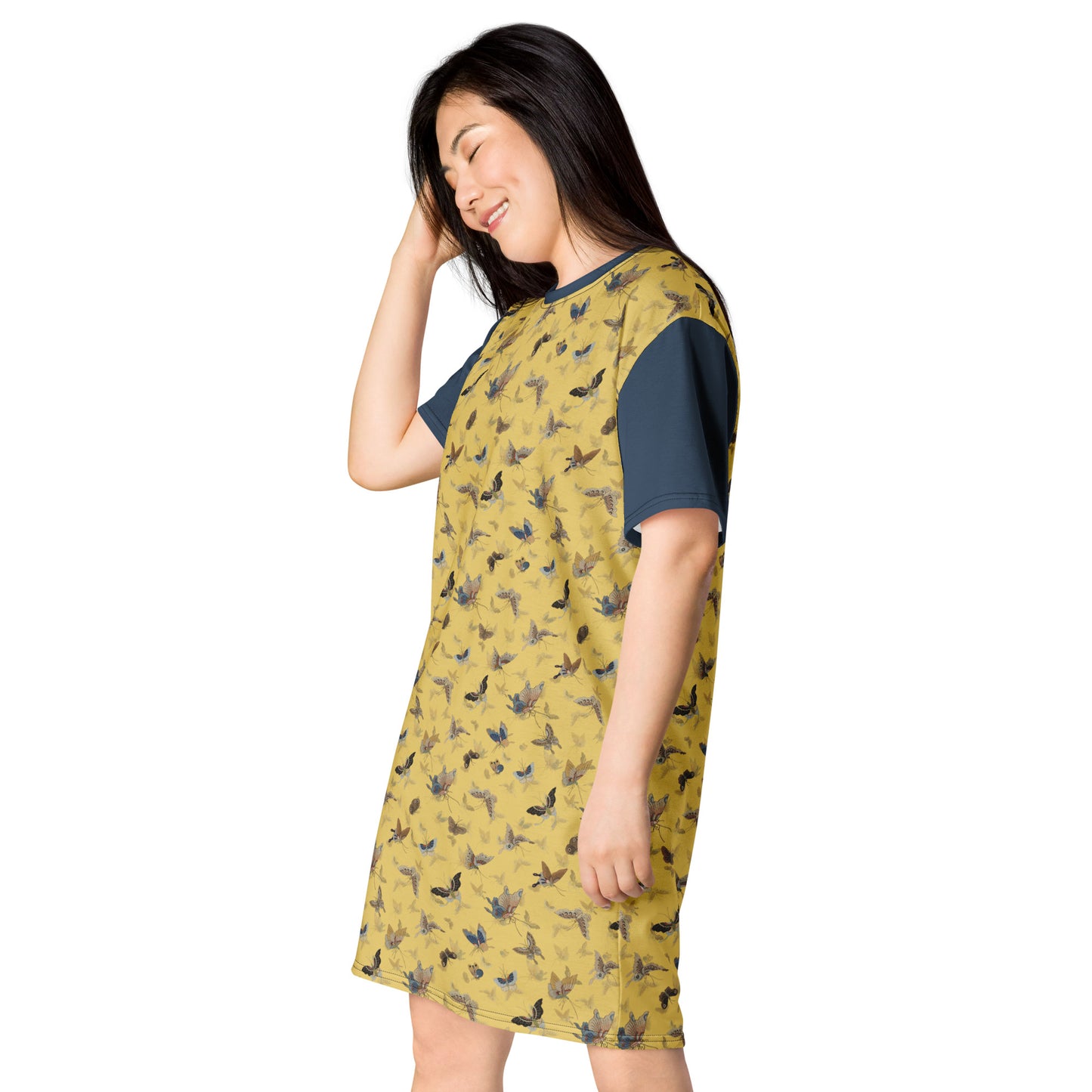 Butterfly dancing|T-shirt dress|Gold