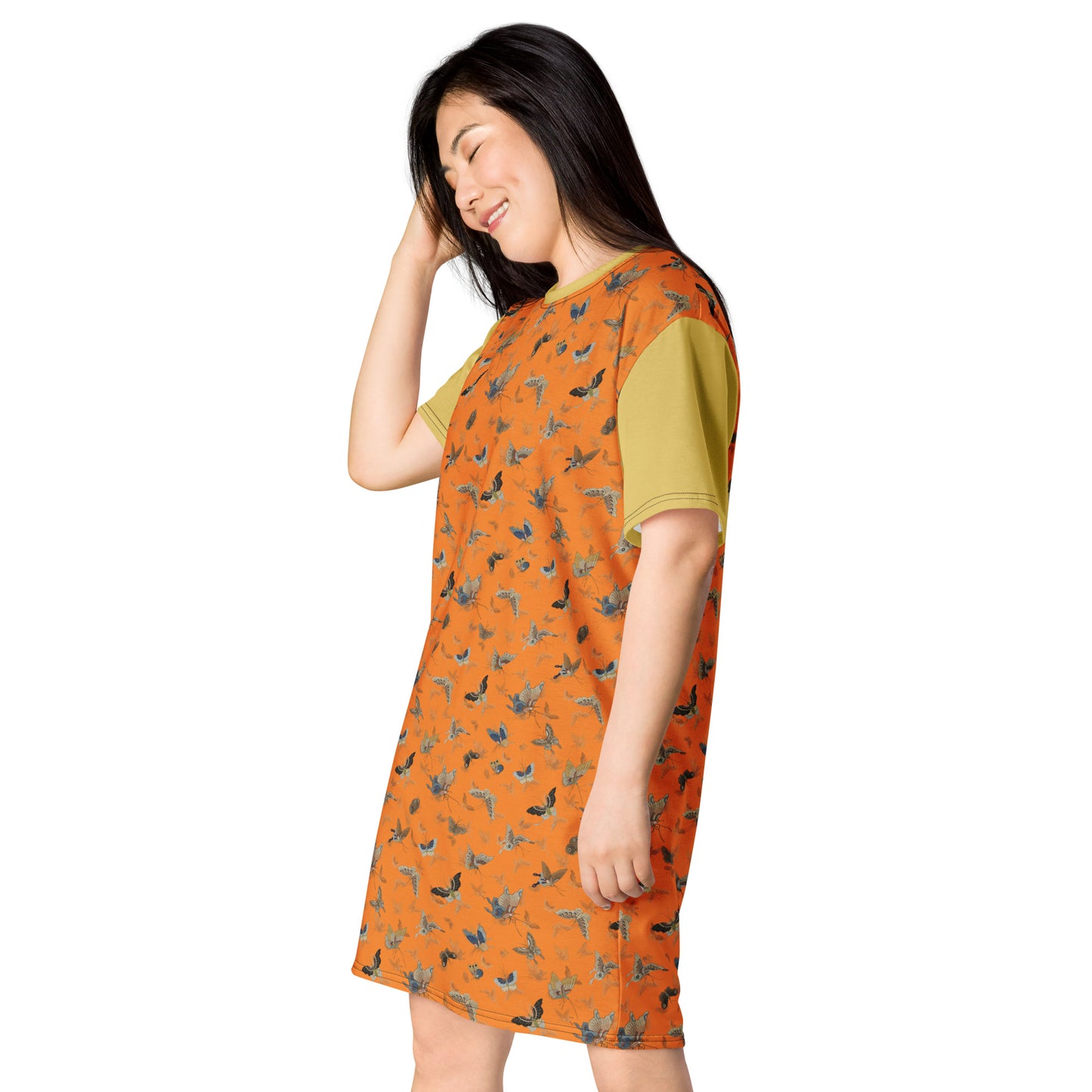 Butterfly dancing|T-shirt dress|Orange