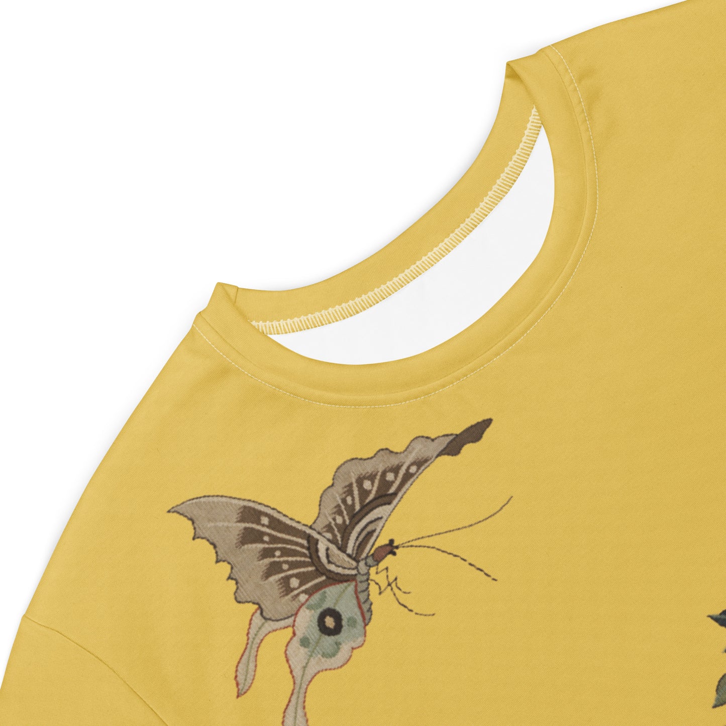 Kesi Flower Album|White Plum Blossoms and Butterfly|T-shirt dress|Gold