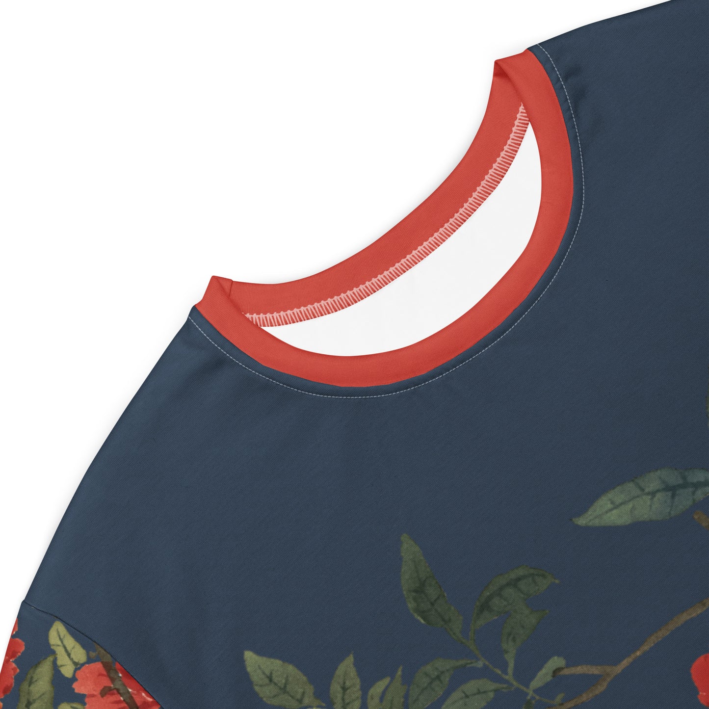 The Spirit of Flowers in Twelve Months|Hollyhock and Pomegranate in Bloom|T-shirt dress|Dark blue