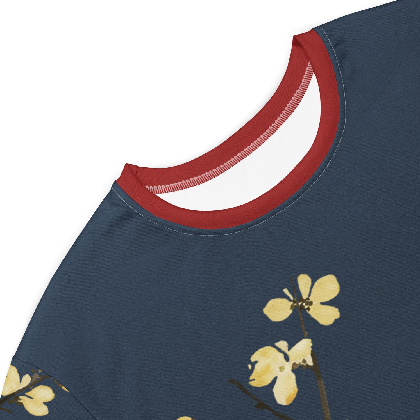 The Spirit of Flowers in Twelve Months|Blooming Wintersweet and Heavenly Bamboo|T-shirt dress|Dark blue