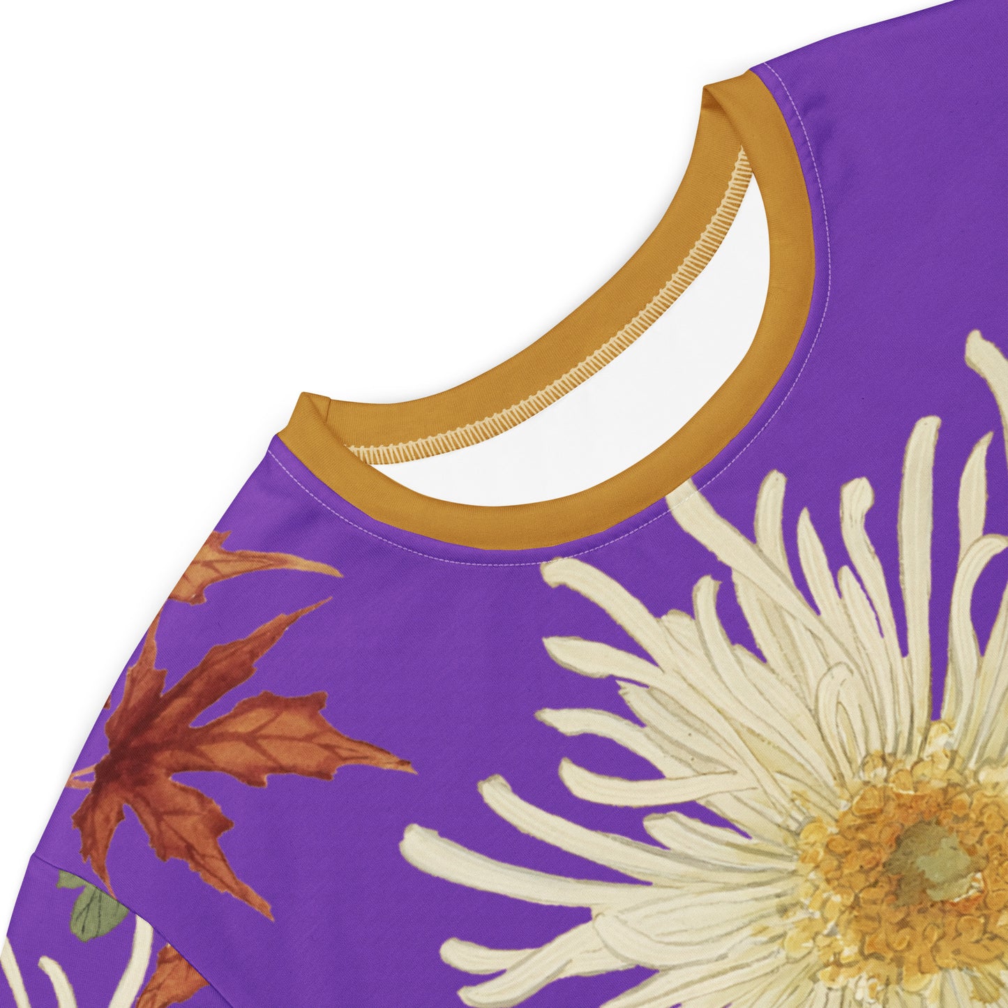 The Spirit of Flowers in Twelve Months|Blooming Chrysanthemum and Maple Leaves|T-shirt dress|Purple